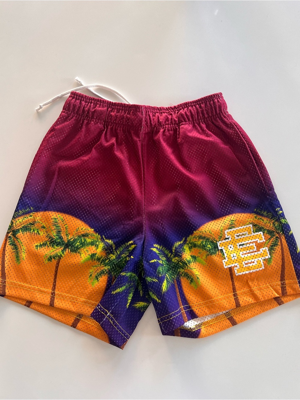 Eric Emanuel Gradient Tropical Athletic Shorts - Red, Purple, Orange
